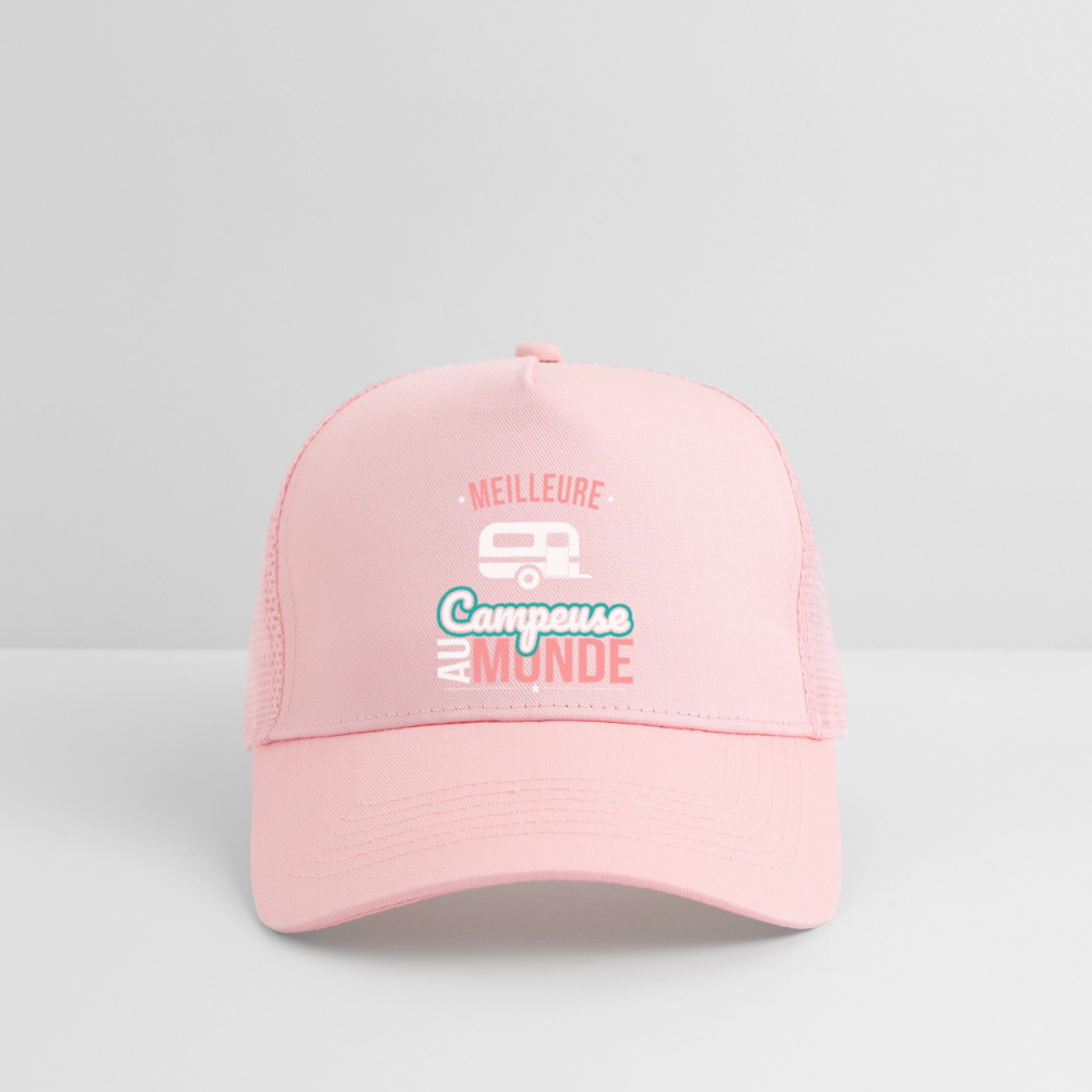 Casquette Trucker - Meilleure campeuse au monde - rose pâle