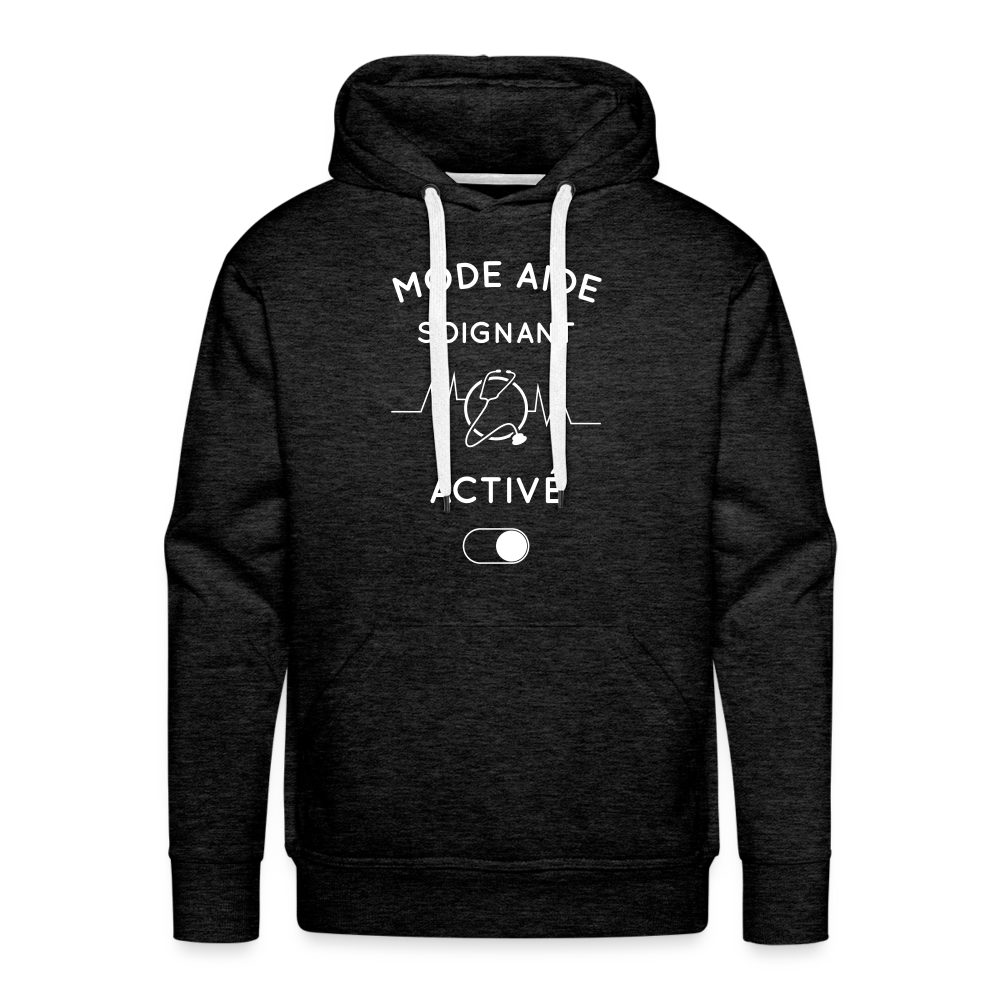 Sweat à capuche Premium Homme - Mode aide-soignant activé - charbon