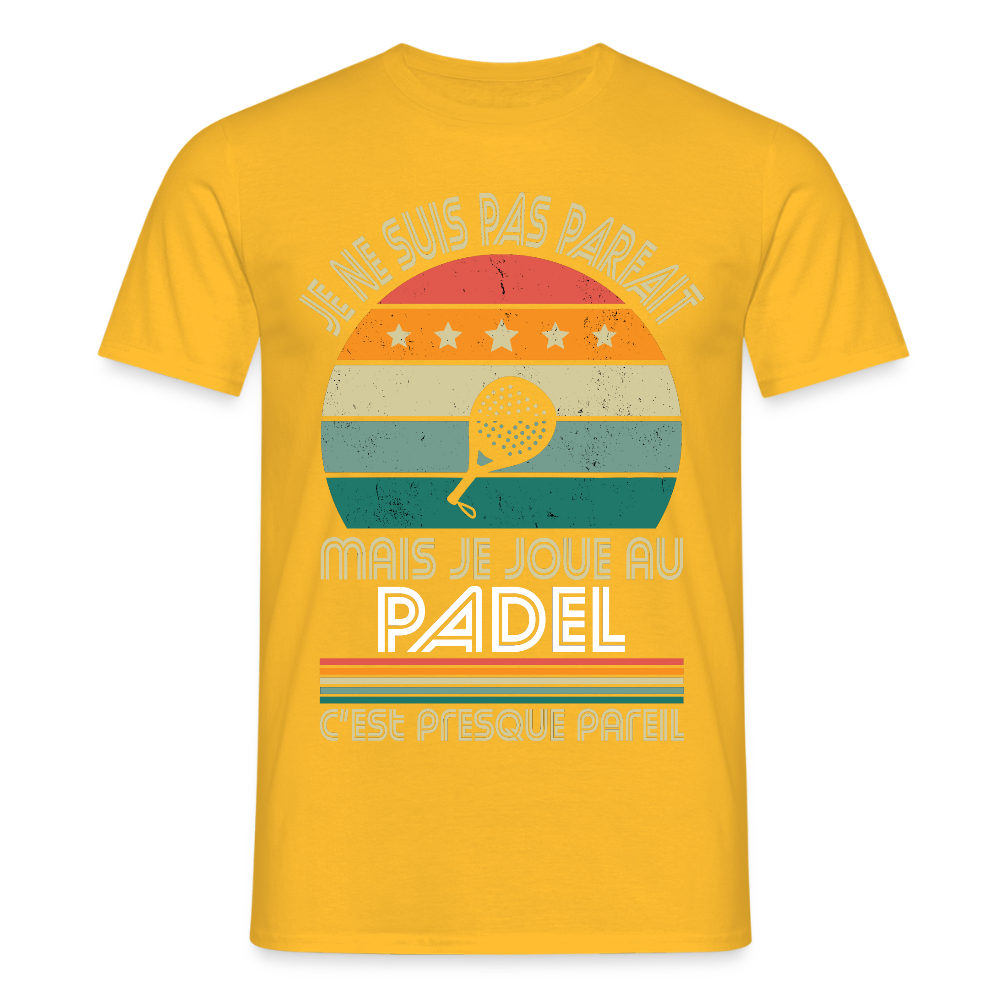 T-shirt Homme - Je ne suis pas parfait mais je joue au Padel - jaune