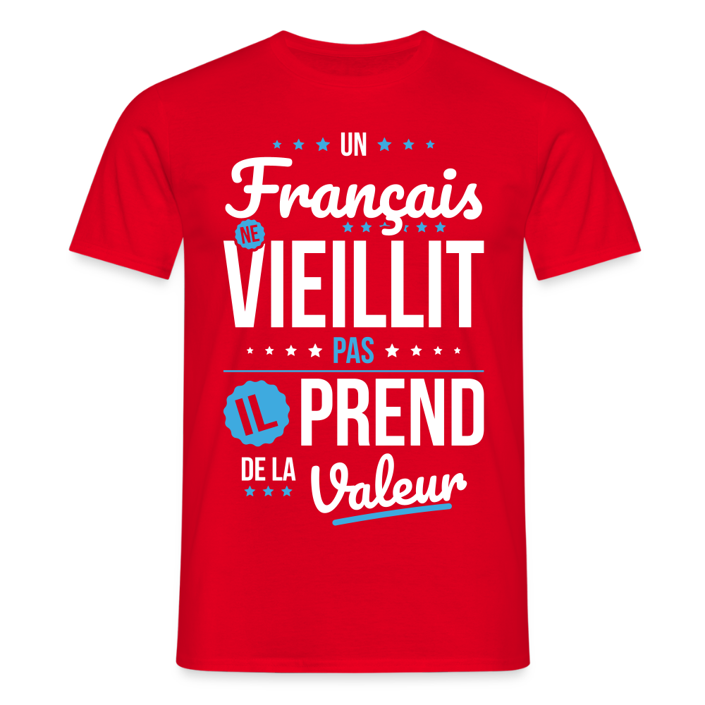 T-shirt Homme - Un Français ne vieillit pas - rouge