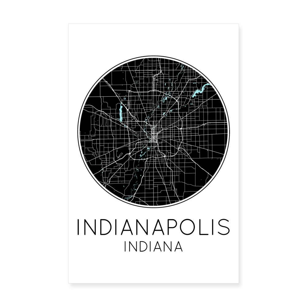 Poster Indianapolis - Plan Indianapolis - 20 x 30 cm - blanc