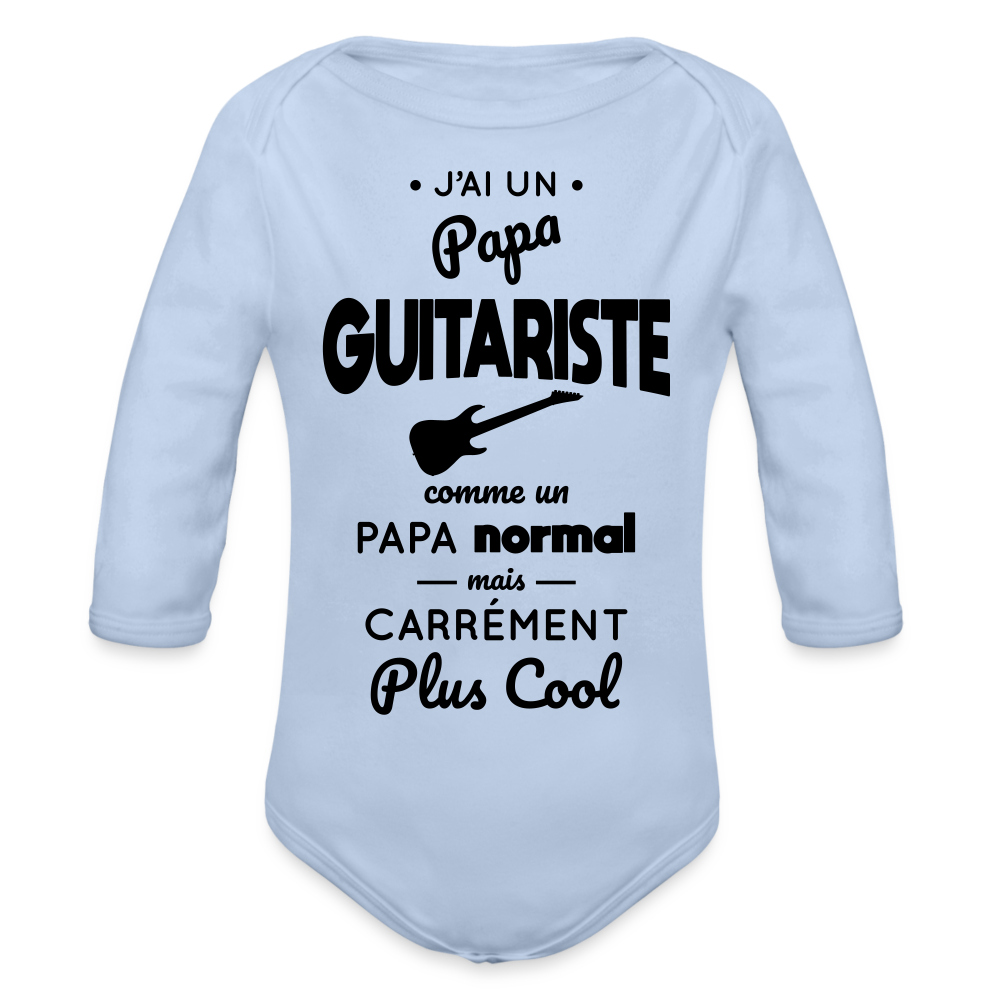 Body Bébé bio manches longues - J'ai un papa guitariste - ciel