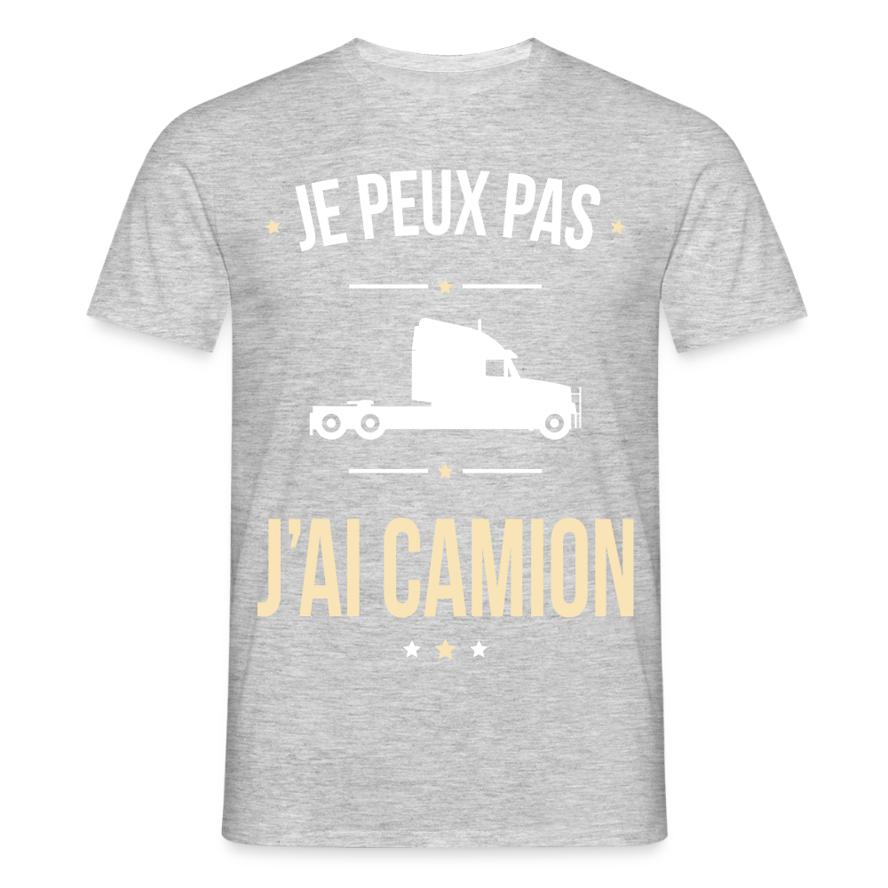 T-shirt Homme - Je peux pas j'ai Camion - gris chiné
