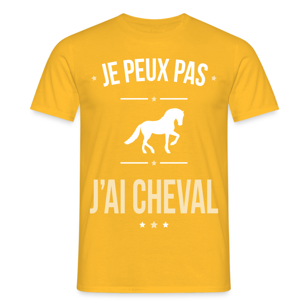 T-shirt Homme - Je peux pas j'ai Cheval - jaune
