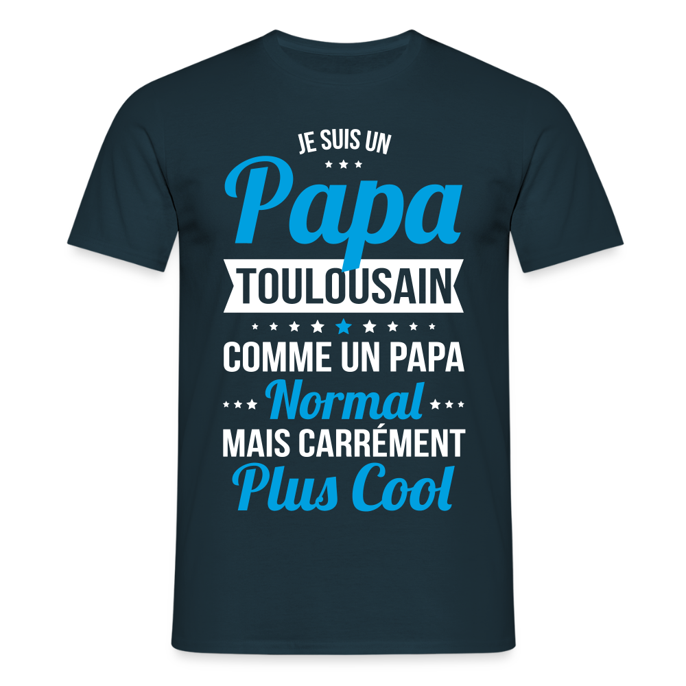 T-shirt Homme - Papa Toulousain Plus Cool - marine