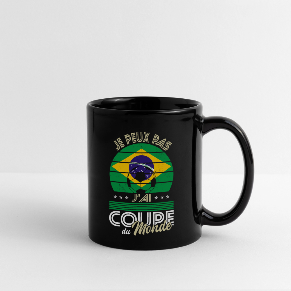Mug uni - Je peux pas j'ai Coupe du Monde - Brésil - noir
