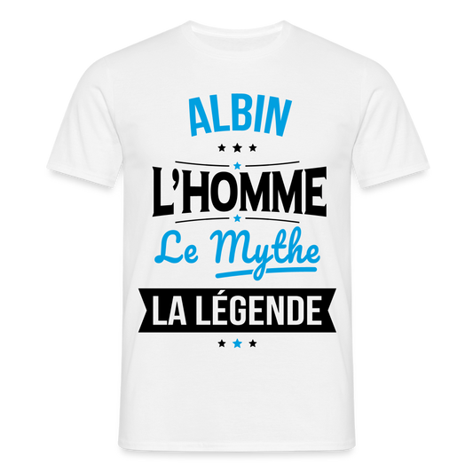 T-shirt Homme - Albin - l'Homme - le Mythe - la Légende - blanc