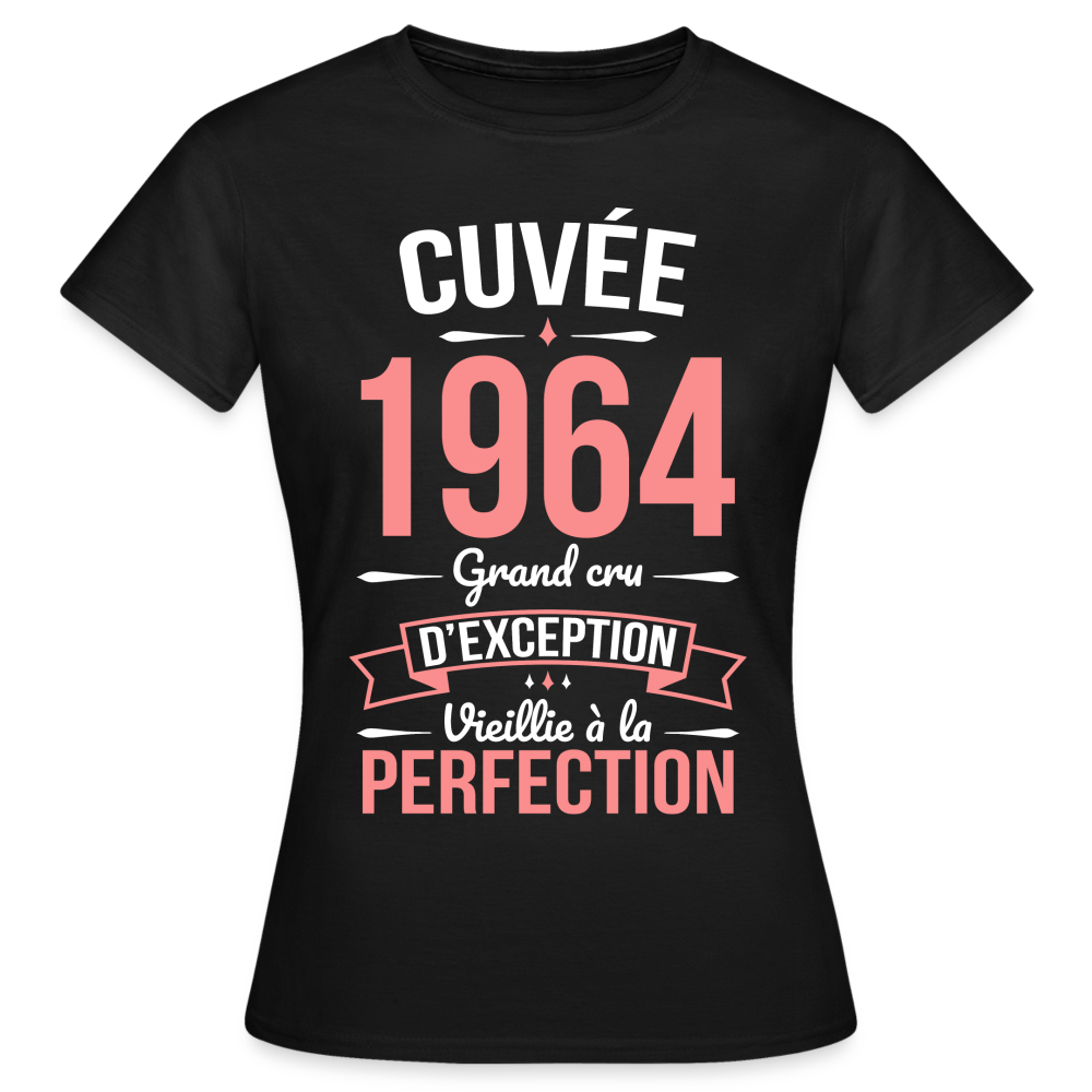 T-shirt Femme - Anniversaire 61 Ans - Cuvée 1964 - noir