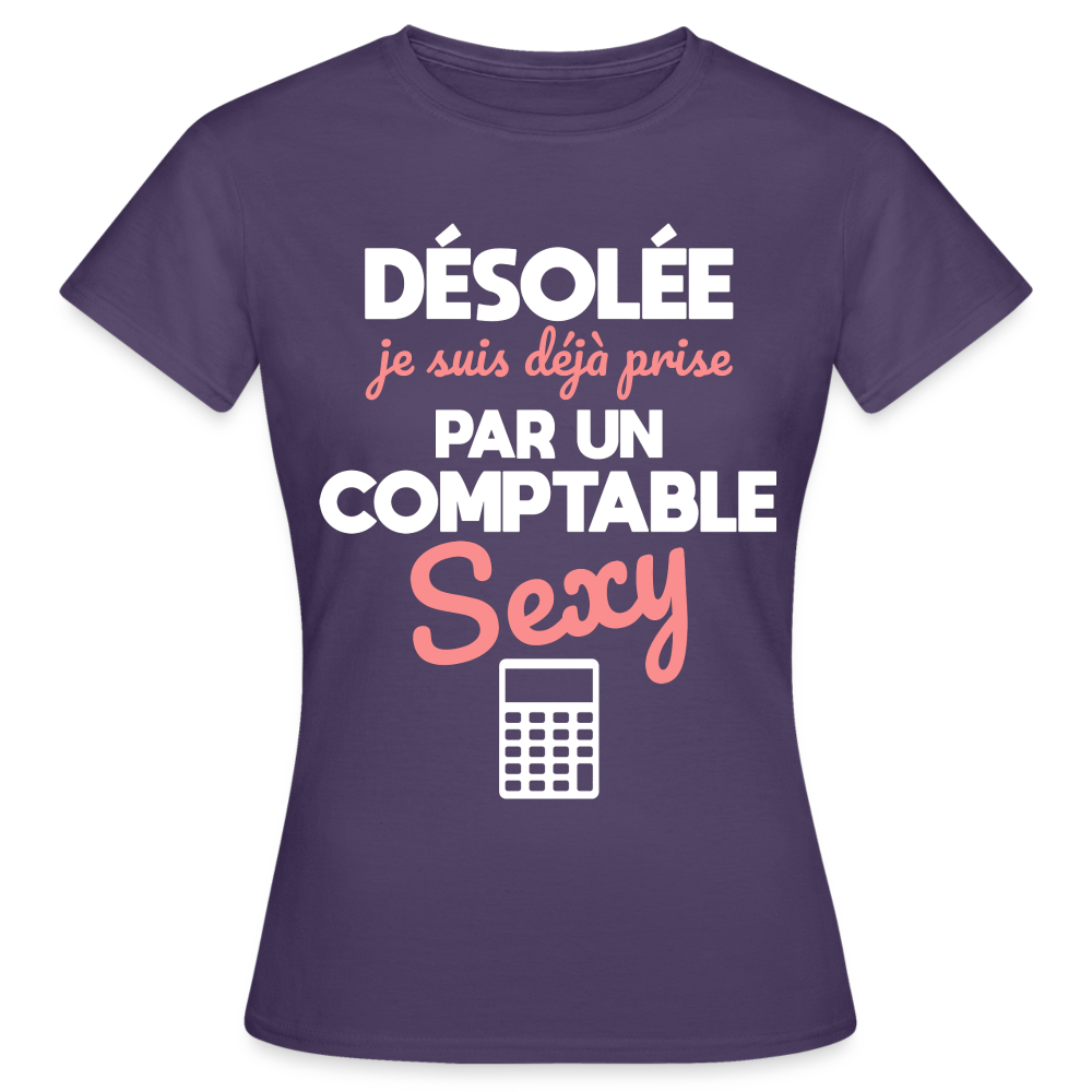 T-shirt Femme - Je suis déjà prise par un comptable sexy - violet foncé
