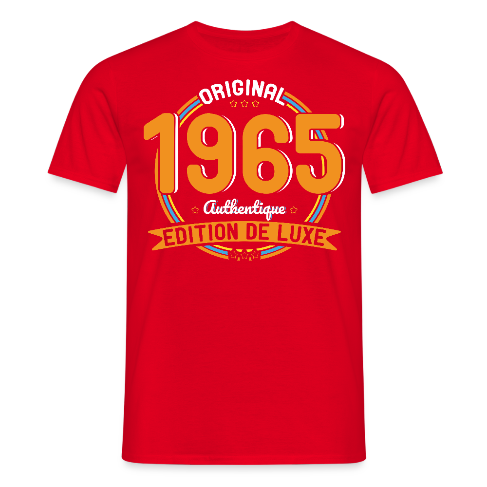 T-shirt Homme - Anniversaire 60 Ans - Original 1965 Authentique - rouge