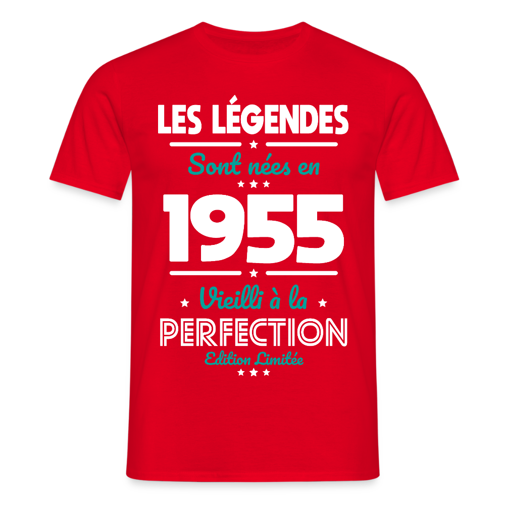 T-shirt Homme - Anniversaire 70 Ans - Les Légendes sont nées en 1955 - rouge