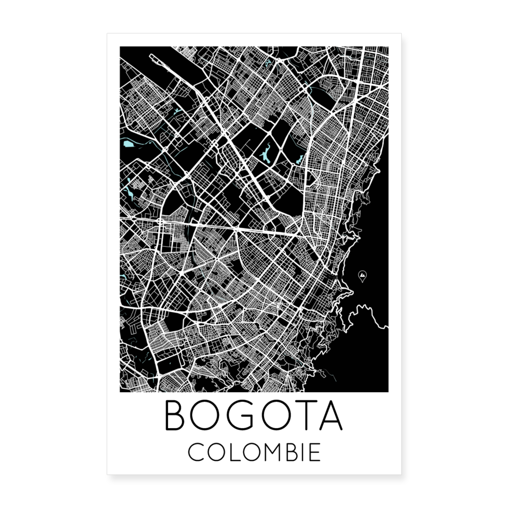 Poster Bogota - Plan Bogota - 60 x 90 cm - blanc