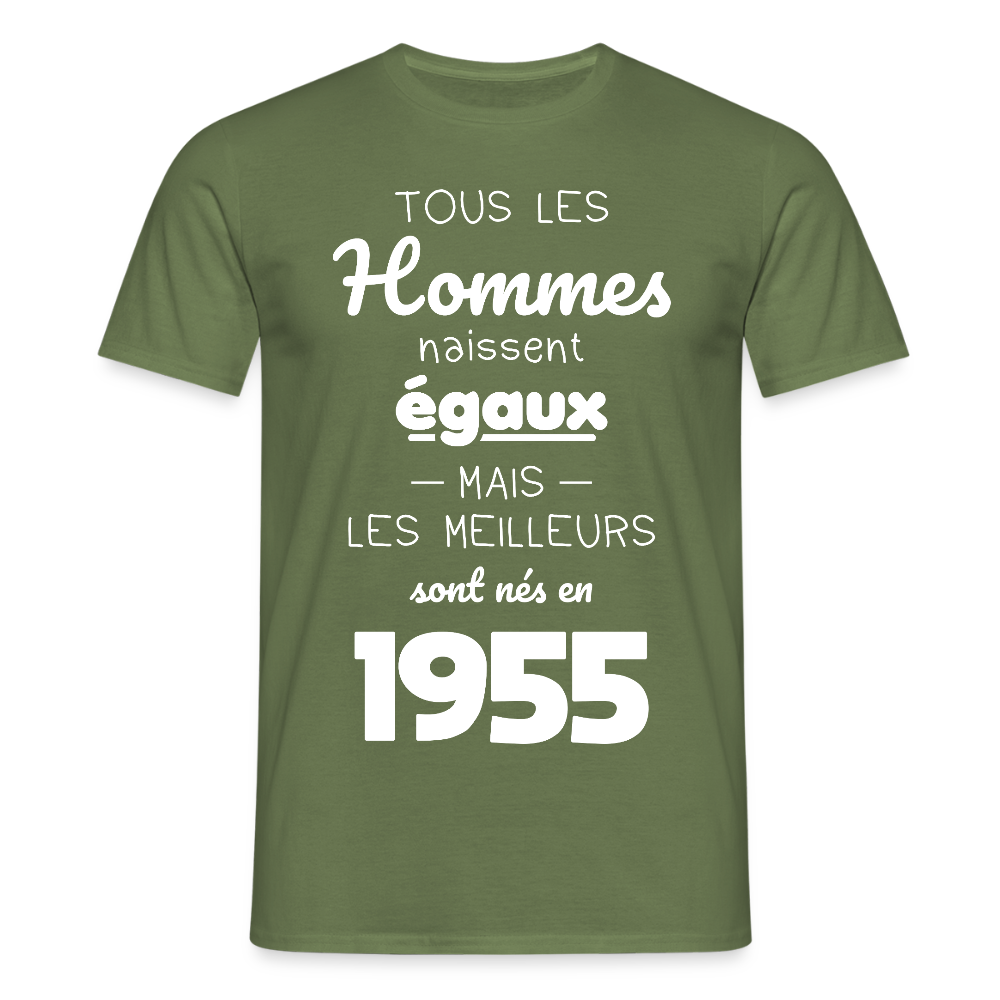 T-shirt Homme - Anniversaire 70 Ans - Les meilleurs sont nés en 1955 - vert militaire