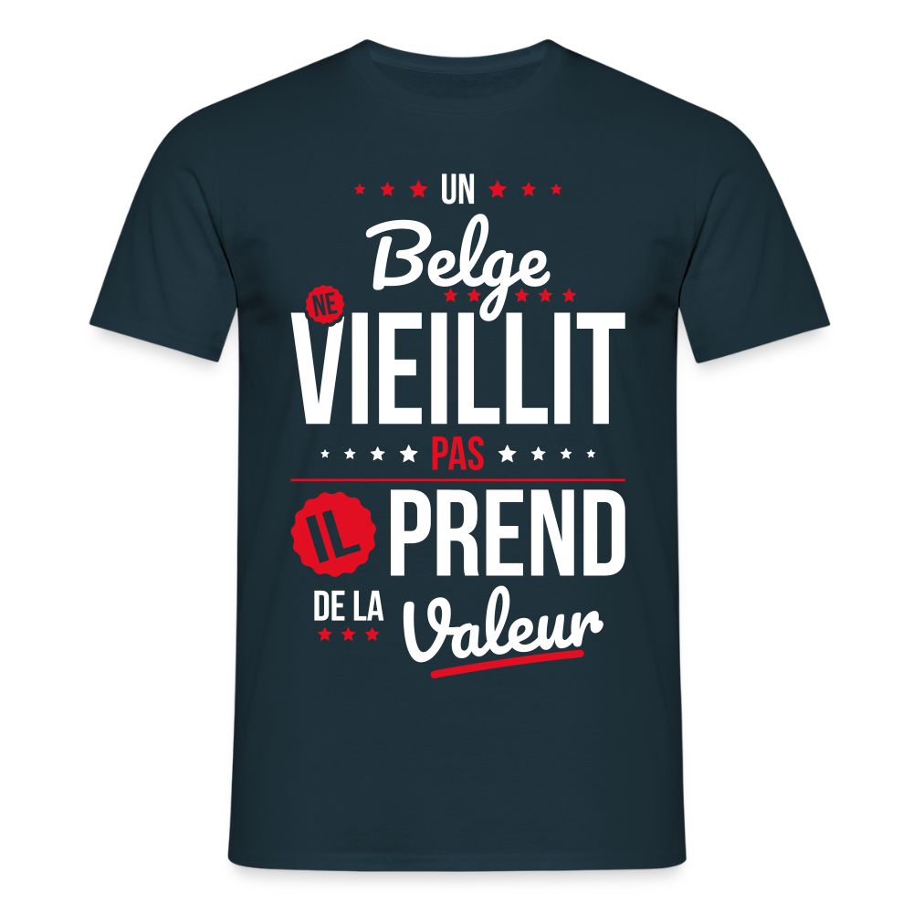 T-shirt Homme - Un Belge ne vieillit pas - marine