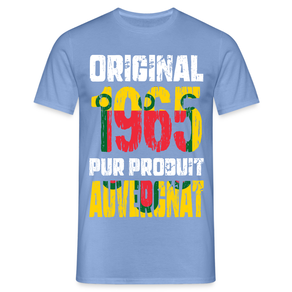 T-shirt Homme - Anniversaire 60 Ans - Original 1965 - Pur produit Auvergnat - carolina blue