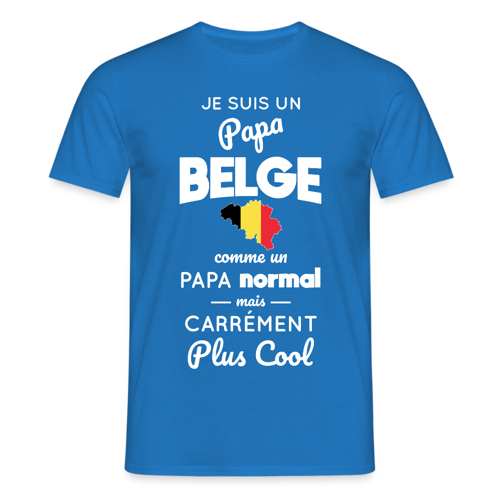 T-shirt Homme - Papa Belge Plus Cool - bleu royal