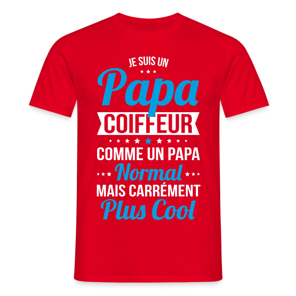 T-shirt Homme - Papa coiffeur plus cool - rouge