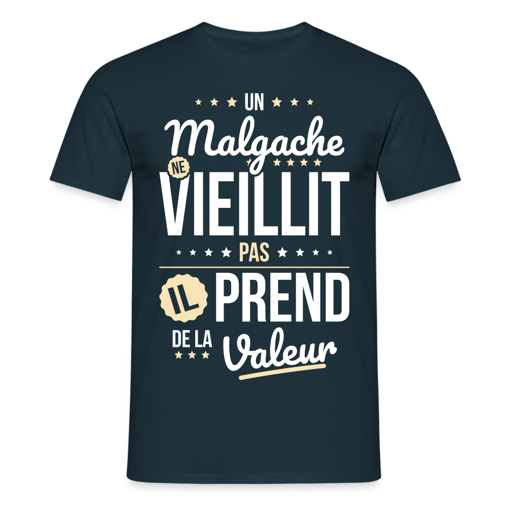 T-shirt Homme - Un Malgache ne vieillit pas - marine
