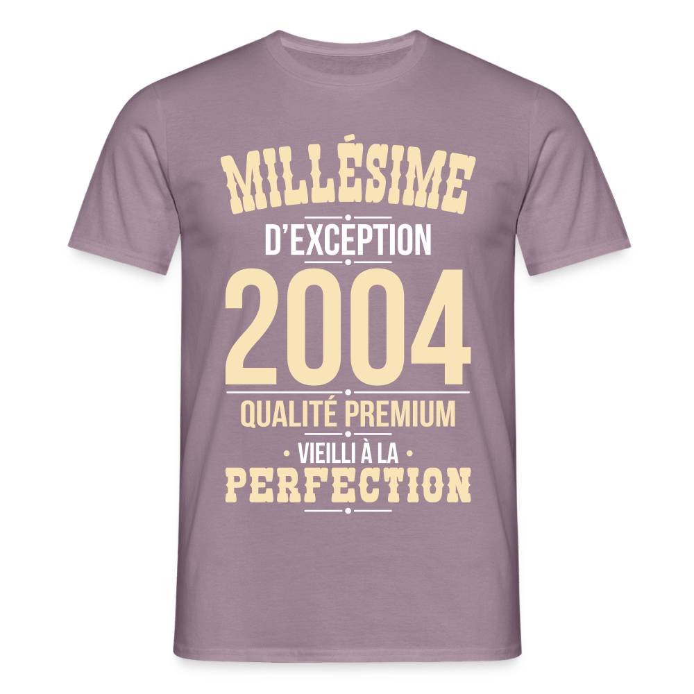 T-shirt Homme - Anniversaire 21 Ans - Millésime 2004 - mauve gris