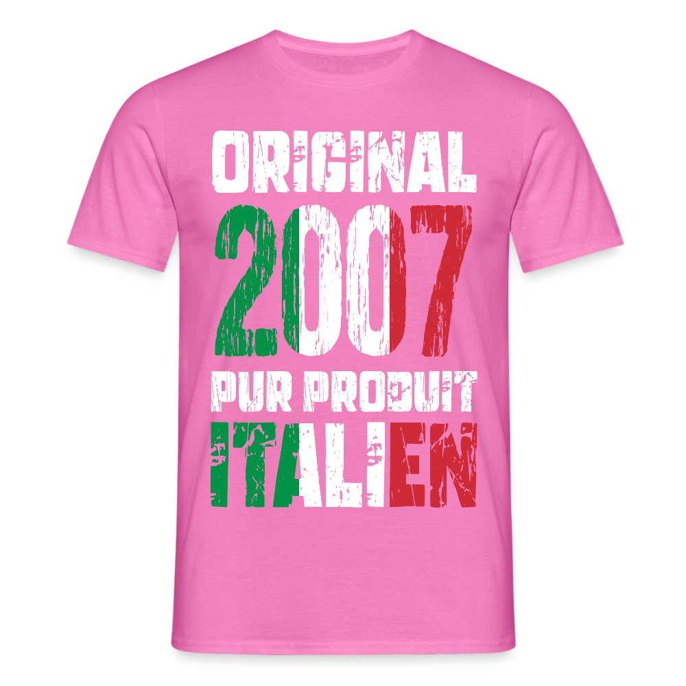 T-shirt Homme - Anniversaire 18 Ans - Original 2007 - Pur produit Italien - rose