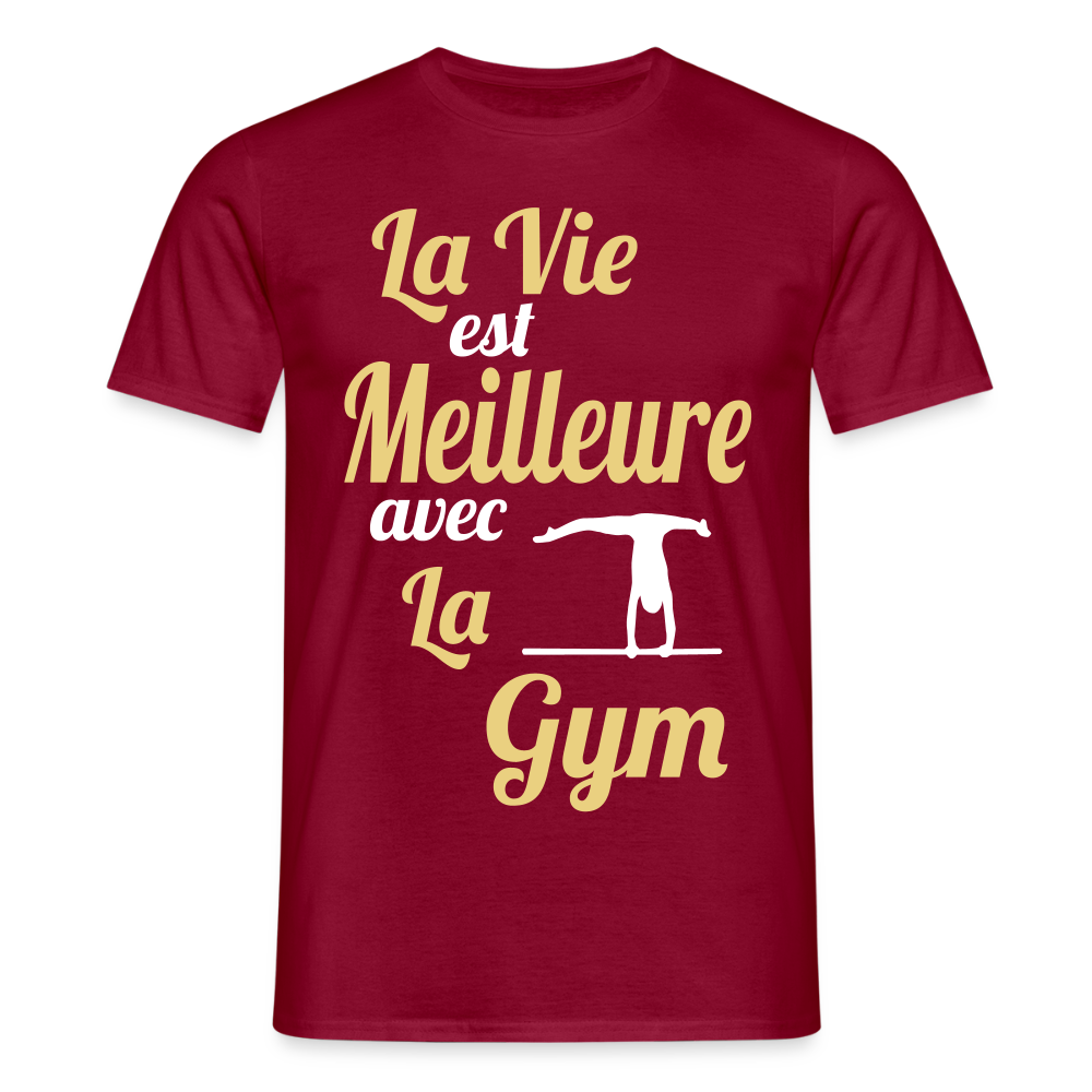 T-shirt Homme - La vie est meilleure avec la gym - rouge brique