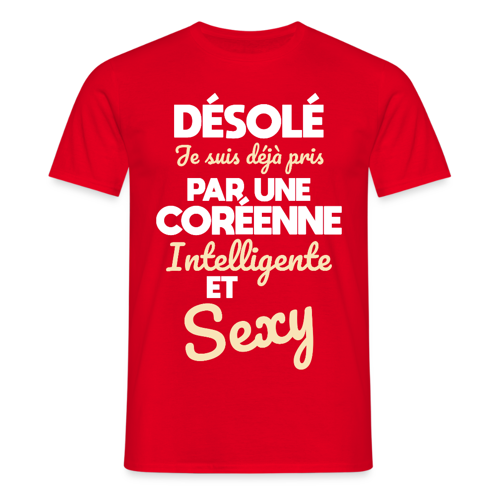 T-shirt Homme - Je suis déjà pris par une Coréenne intelligente et sexy - rouge