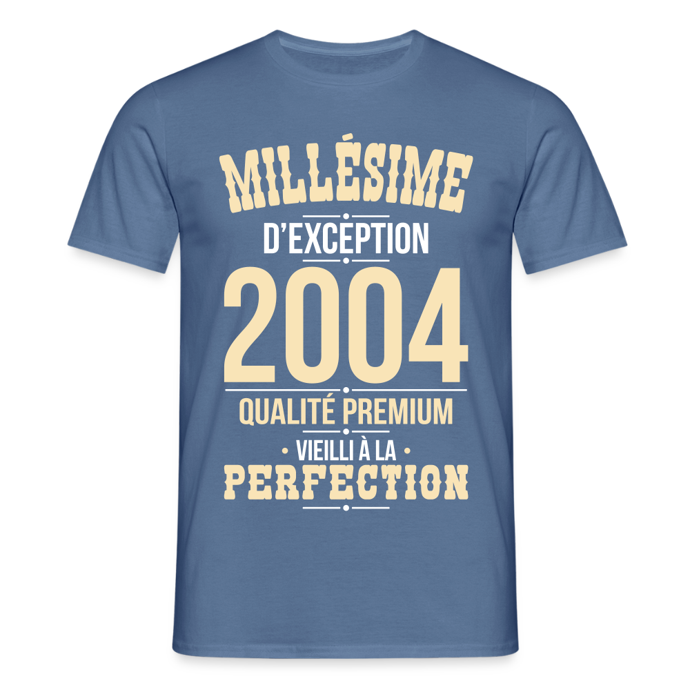 T-shirt Homme - Anniversaire 21 Ans - Millésime 2004 - bleu pigeon