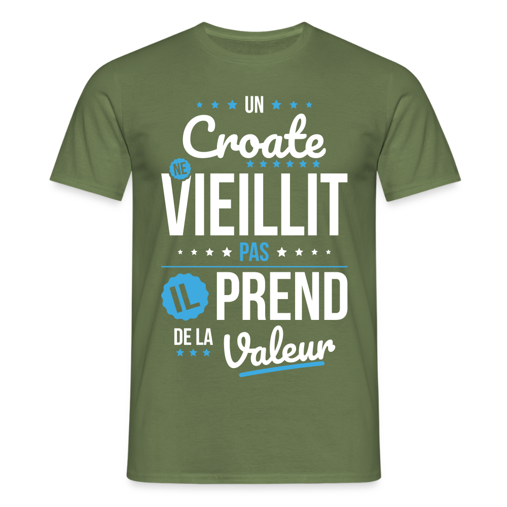T-shirt Homme - Un Croate ne vieillit pas - vert militaire