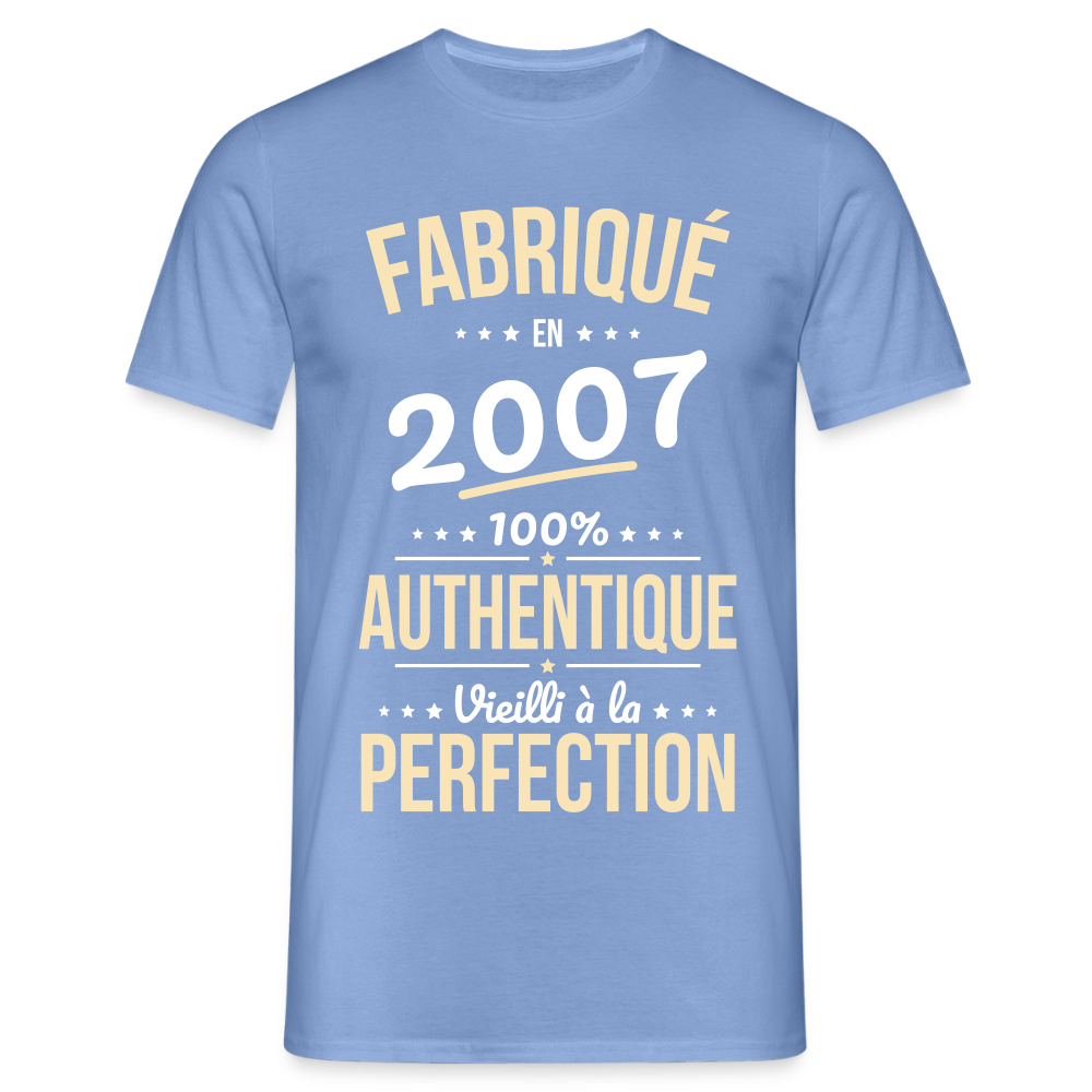 T-shirt Homme - Anniversaire 18 Ans - Fabriqué en 2007 - carolina blue