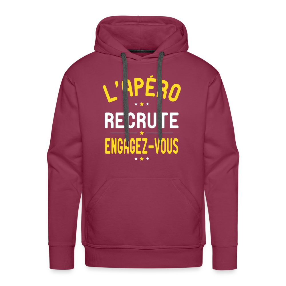 Sweat à capuche Premium Homme - L'apéro recrute - bordeaux