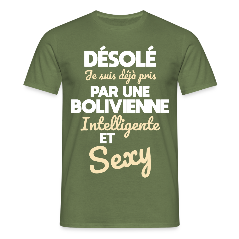 T-shirt Homme - Je suis déjà pris par une Bolivienne intelligente et sexy - vert militaire