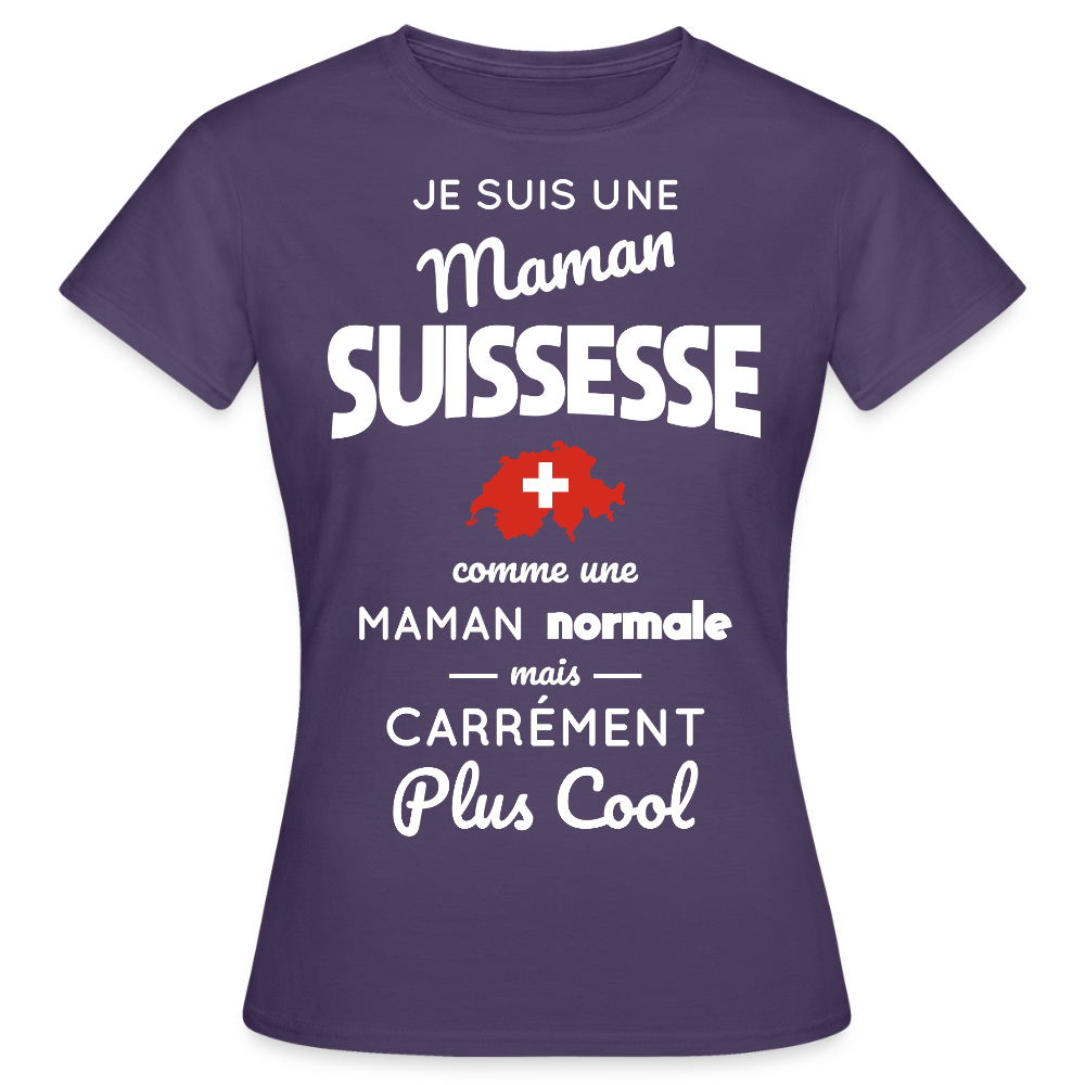 T-shirt Femme - Maman Suissesse plus cool - violet foncé