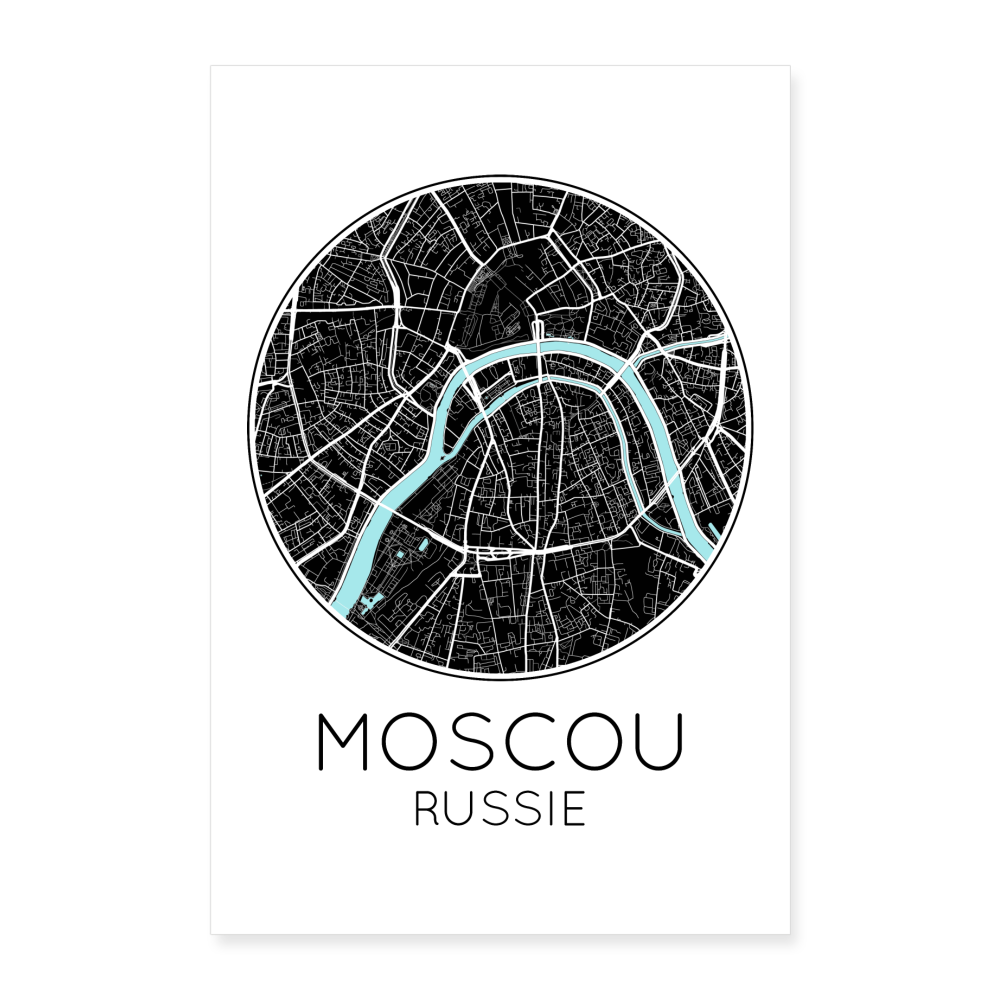 Poster Moscou - Plan Moscou - 60 x 90 cm - blanc