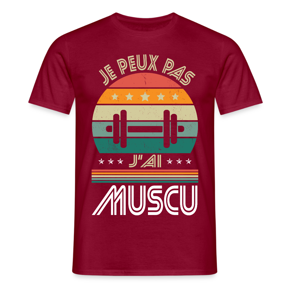 T-shirt Homme - Je peux pas j'ai Muscu - rouge brique