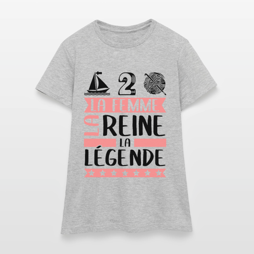 T-shirt femme coloris clair Madeleine rébus – La Femme, la reine, la légende - gris chiné