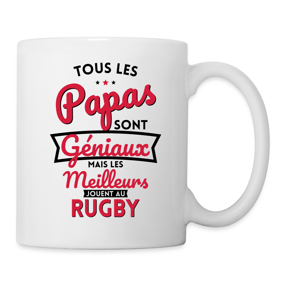 Mug blanc - Papas géniaux - Les meilleurs jouent au rugby - blanc