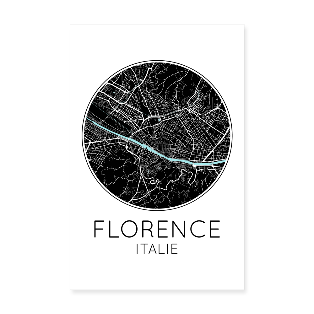 Poster Florence - Plan Florence - 20 x 30 cm - blanc