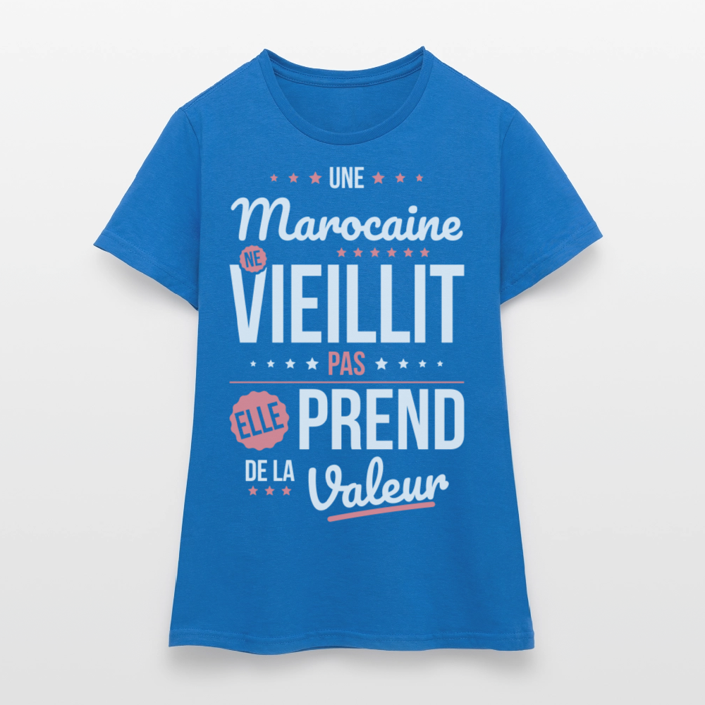 T-shirt Femme - Une Marocaine ne vieillit pas - bleu royal