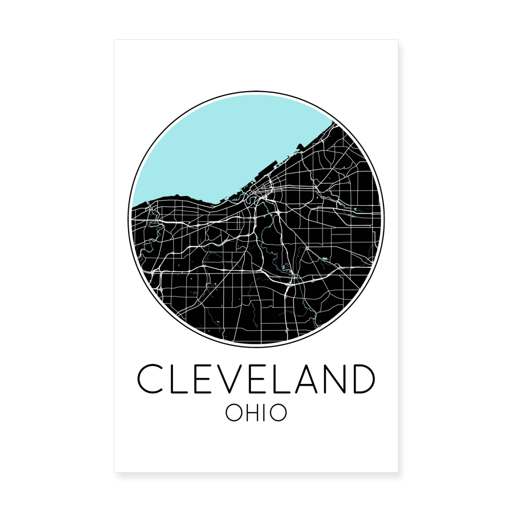 Poster Cleveland - Plan Cleveland - 20 x 30 cm - blanc