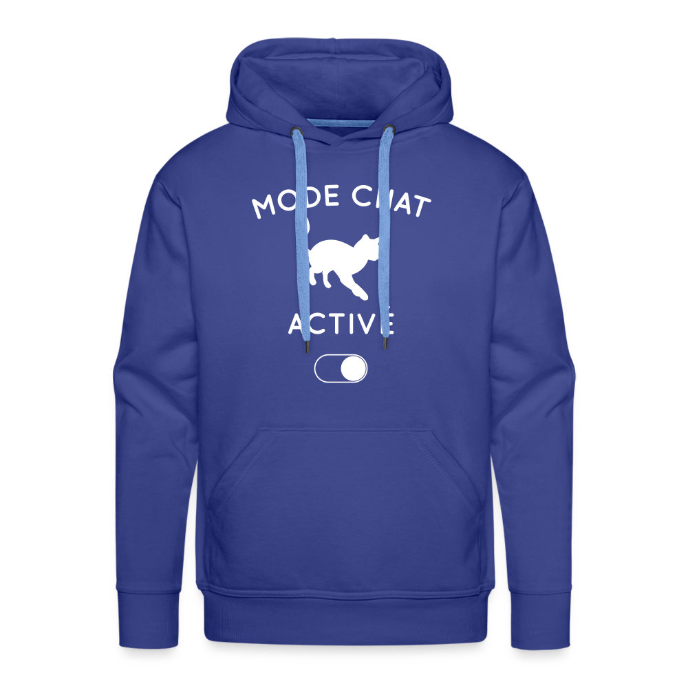 Sweat à capuche Premium Homme - Mode chat activé - bleu royal