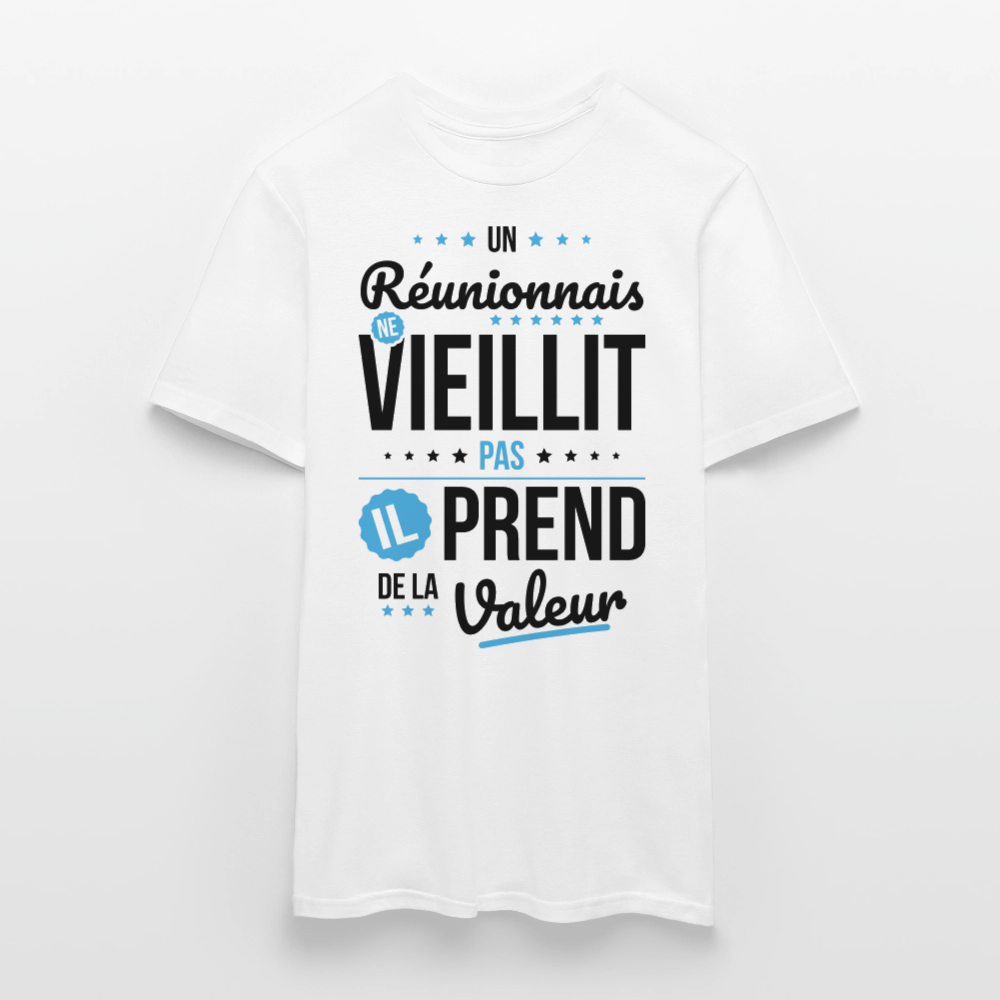 T-shirt Homme - Un Réunionnais ne vieillit pas - blanc