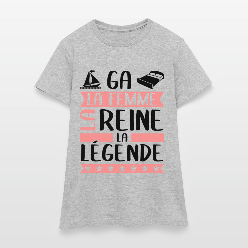 T-shirt femme coloris clair Magalie rébus – La Femme, la reine, la légende - gris chiné