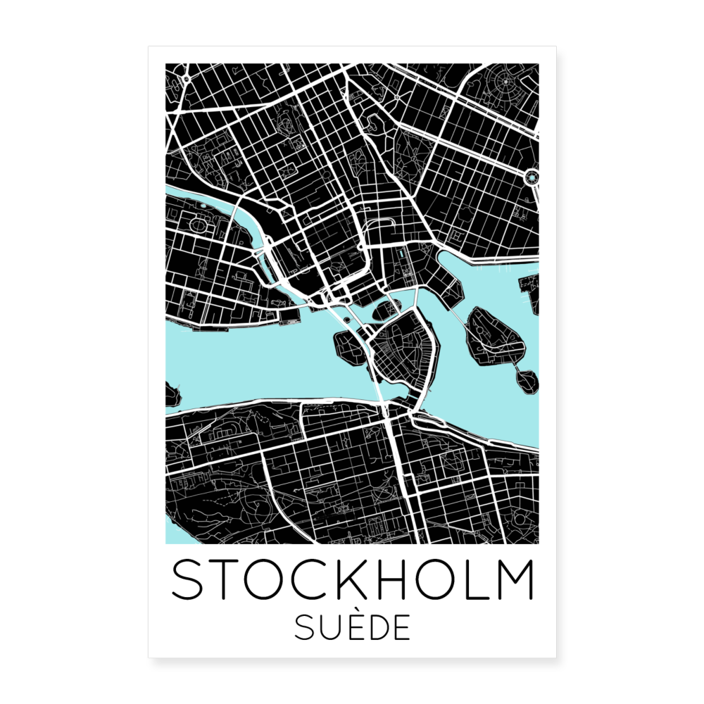 Poster Stockholm - Plan Stockholm - 40 x 60 cm - blanc