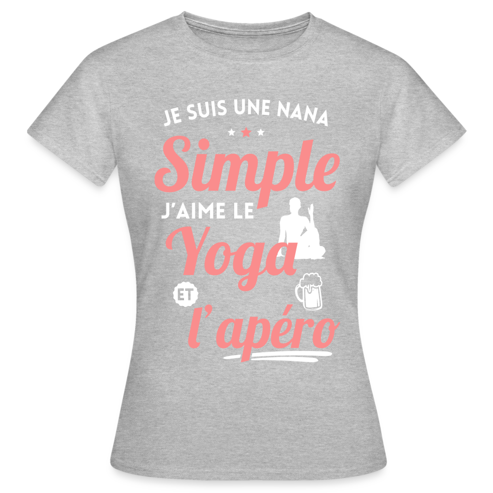T-shirt Femme - J'aime le yoga et l'apéro - gris chiné