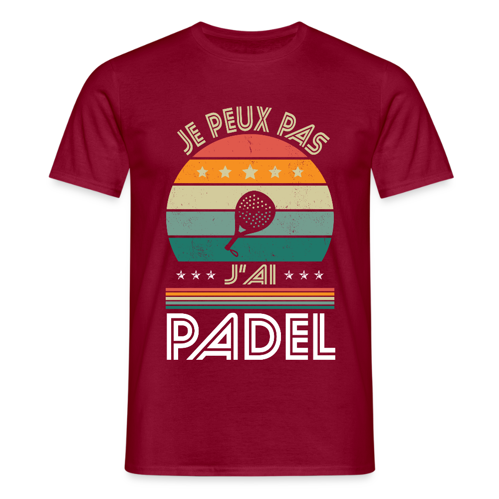 T-shirt padel Homme - Je peux pas j'ai Padel - Idée cadeau - rouge brique
