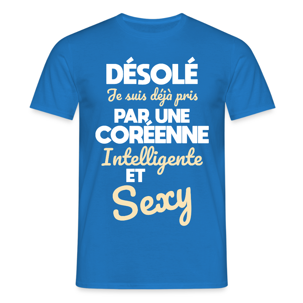 T-shirt Homme - Je suis déjà pris par une Coréenne intelligente et sexy - bleu royal