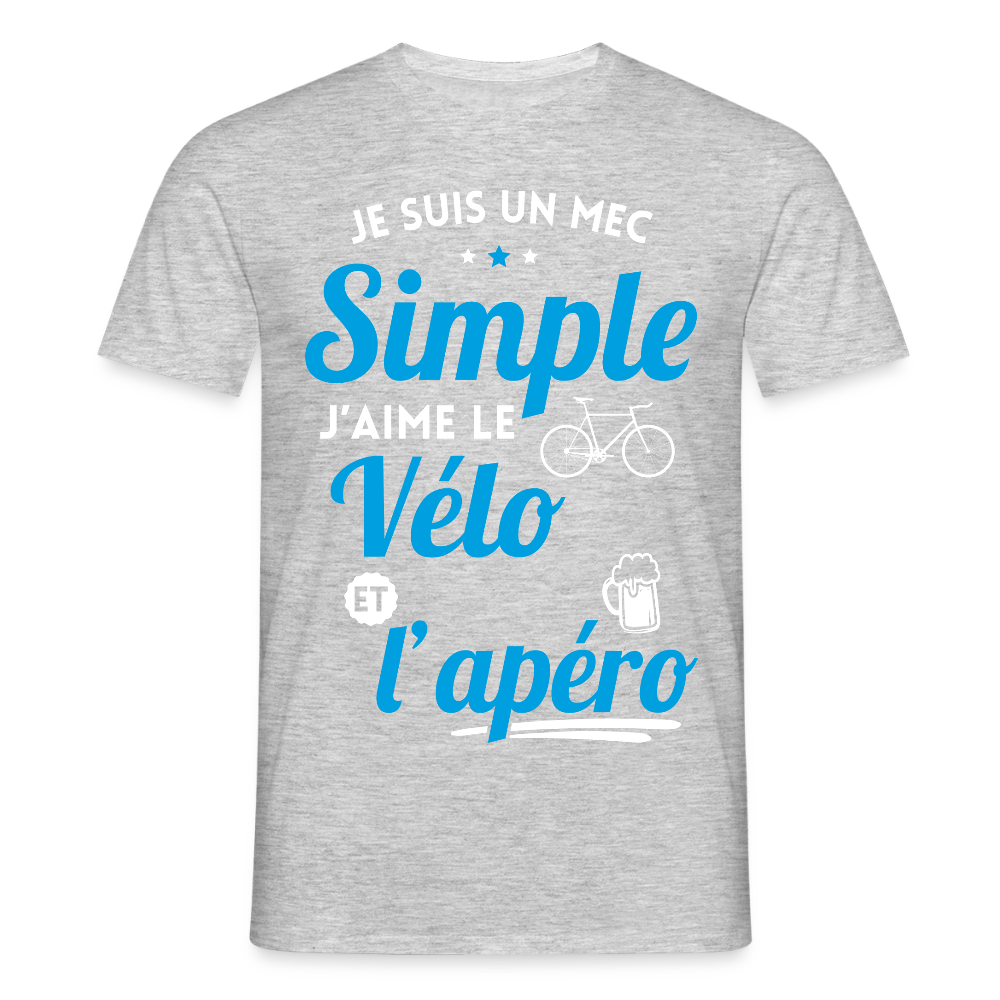T-shirt Homme - J'aime le vélo et l'apéro - gris chiné