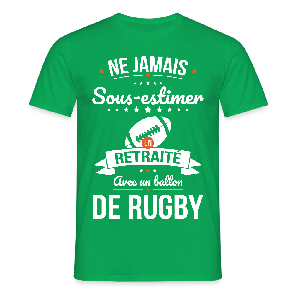 T-shirt Homme - Ne jamais sous-estimer un retraité avec un ballon de rugby - vert