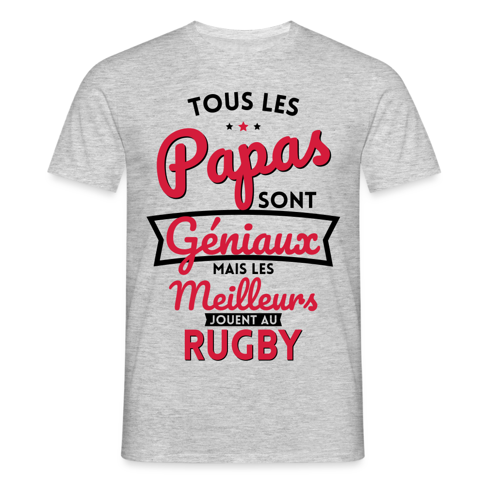 T-shirt Homme - Papas géniaux - Les meilleurs jouent au rugby - gris chiné