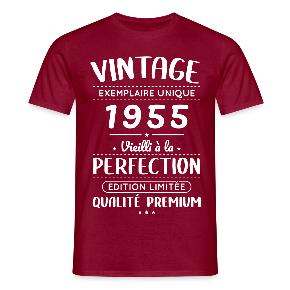 T-shirt Homme - Anniversaire 70 Ans - Vintage 1955 - rouge brique